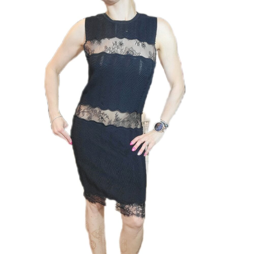 Zara Black Lace-Trim Midi Dress